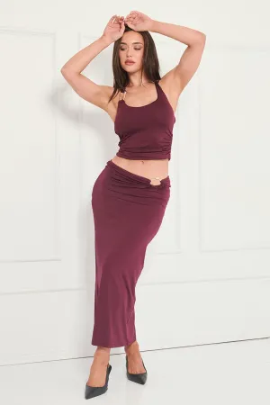 Outfit Ideas Built In Shorts Red Hardware Buckle Maxi Skirt