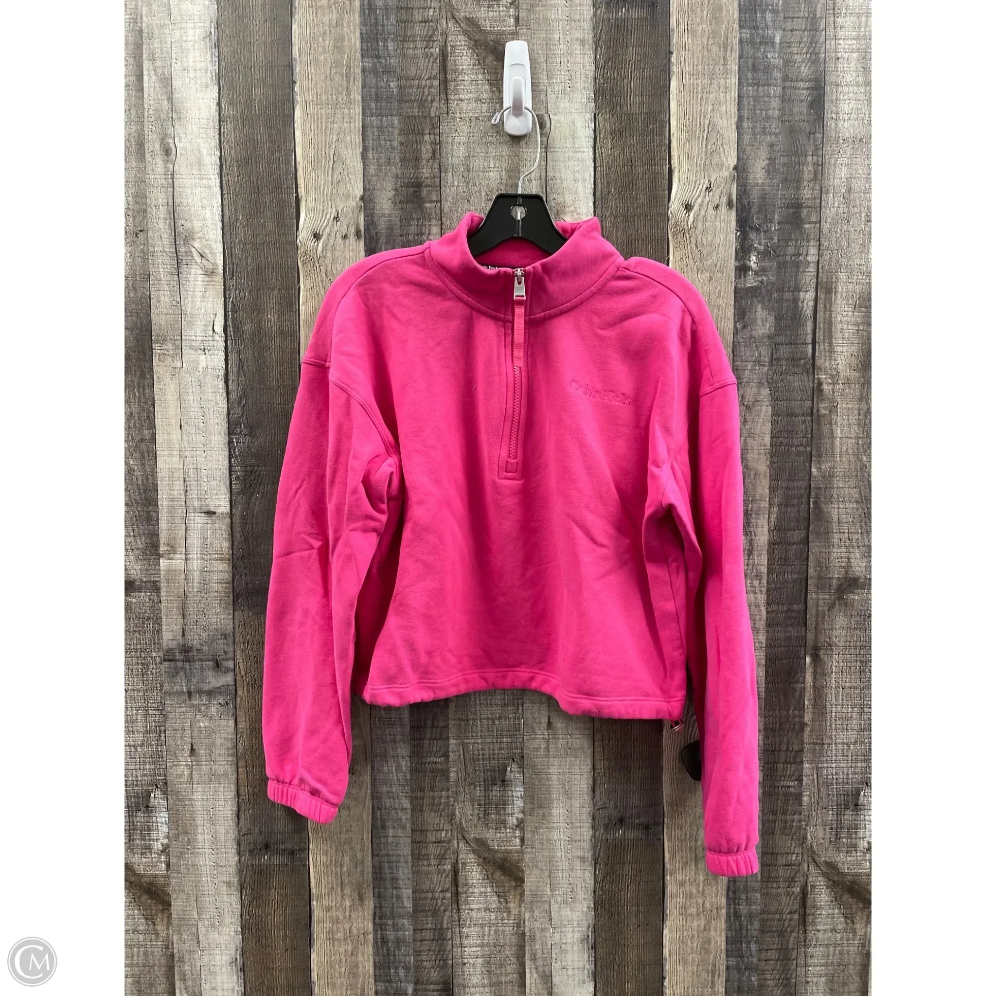 MultiFunctional Pockets Sweatshirt Collar By Calvin Klein In Pink, Size: L
