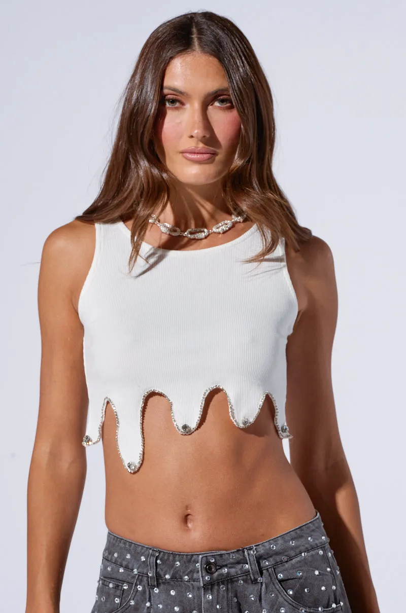 low - frequency use ICY RHINESTONE TRIM TANK
