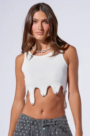 ICY RHINESTONE TRIM TANK Water Resistant