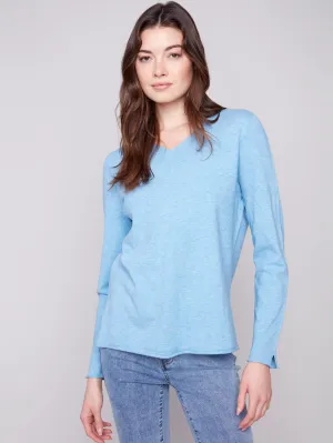 Essential Fashion Cozy pieces Basic V-Neck Sweater - Heather Oxford