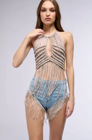 air based Urban Cool SPARKLE & SHINE EMBELLISHED FRINGE BRA TOP