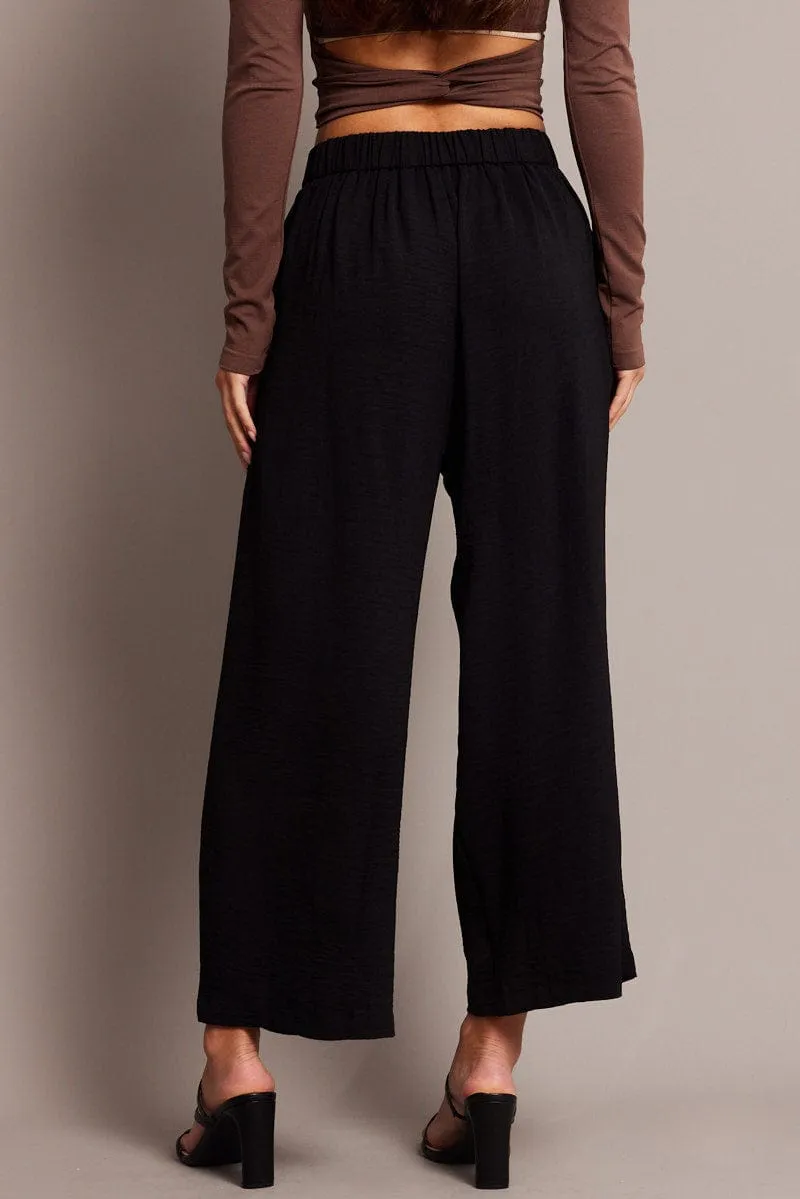 Black Wide Leg Pants Cropped Formal Look SecureZipperClosures