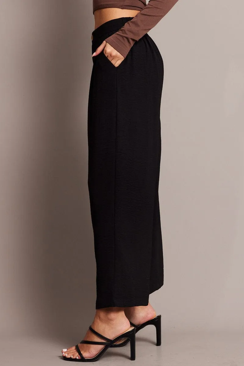 AntiStaticLining Anti Odor Technology Black Wide Leg Pants Cropped