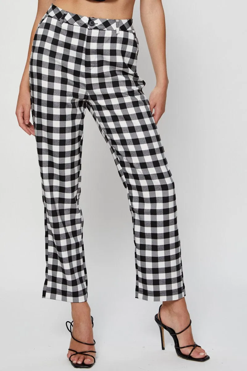Check Slim Pants High Rise AntibacterialCoating