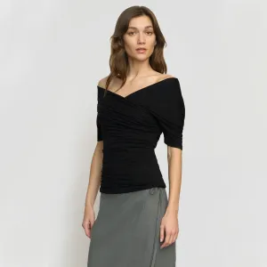 Thalia Ruched Off-Shoulder Tee Flattering Cut Fun Style