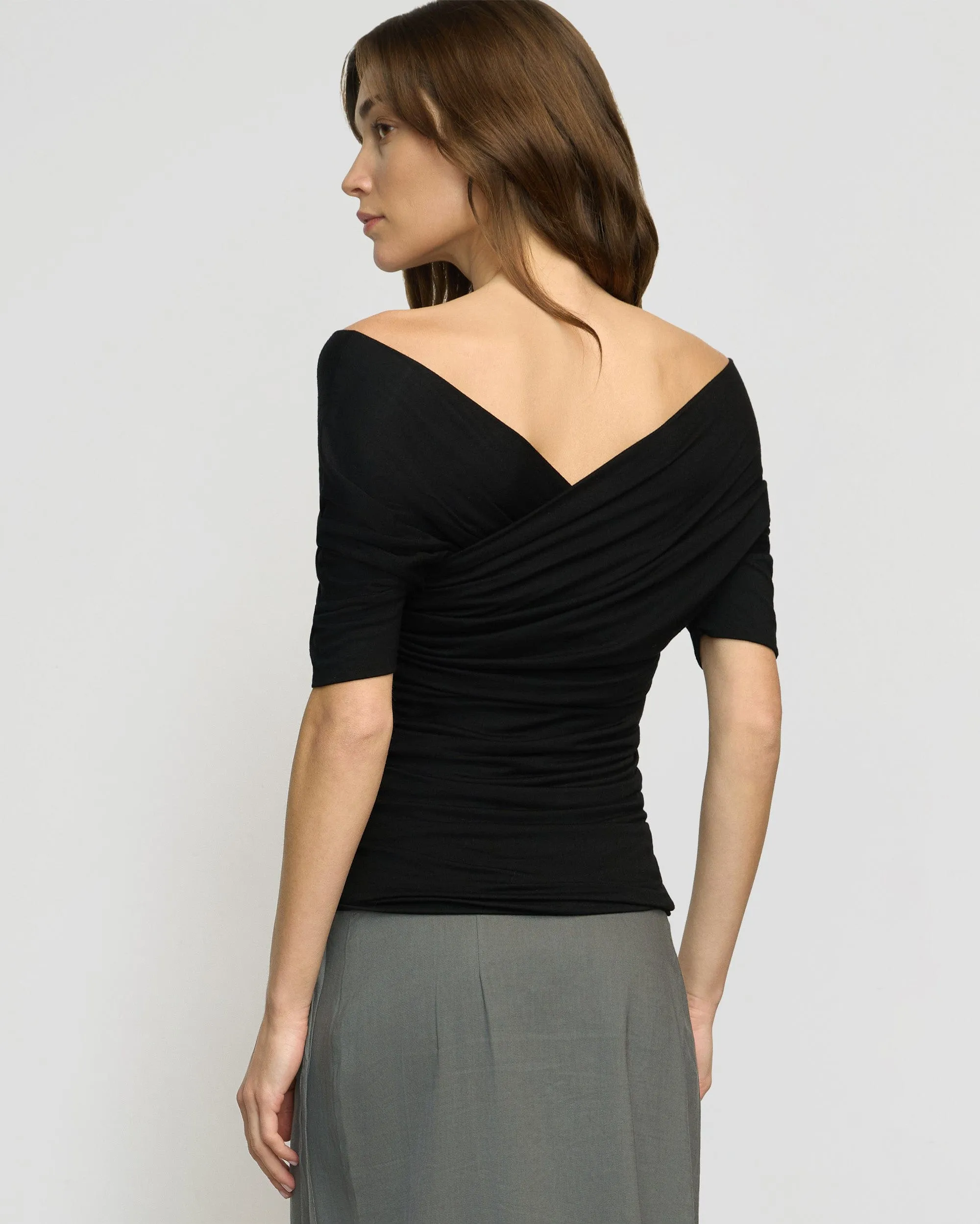 shopping All-Season Wear Thalia Ruched Off-Shoulder Tee