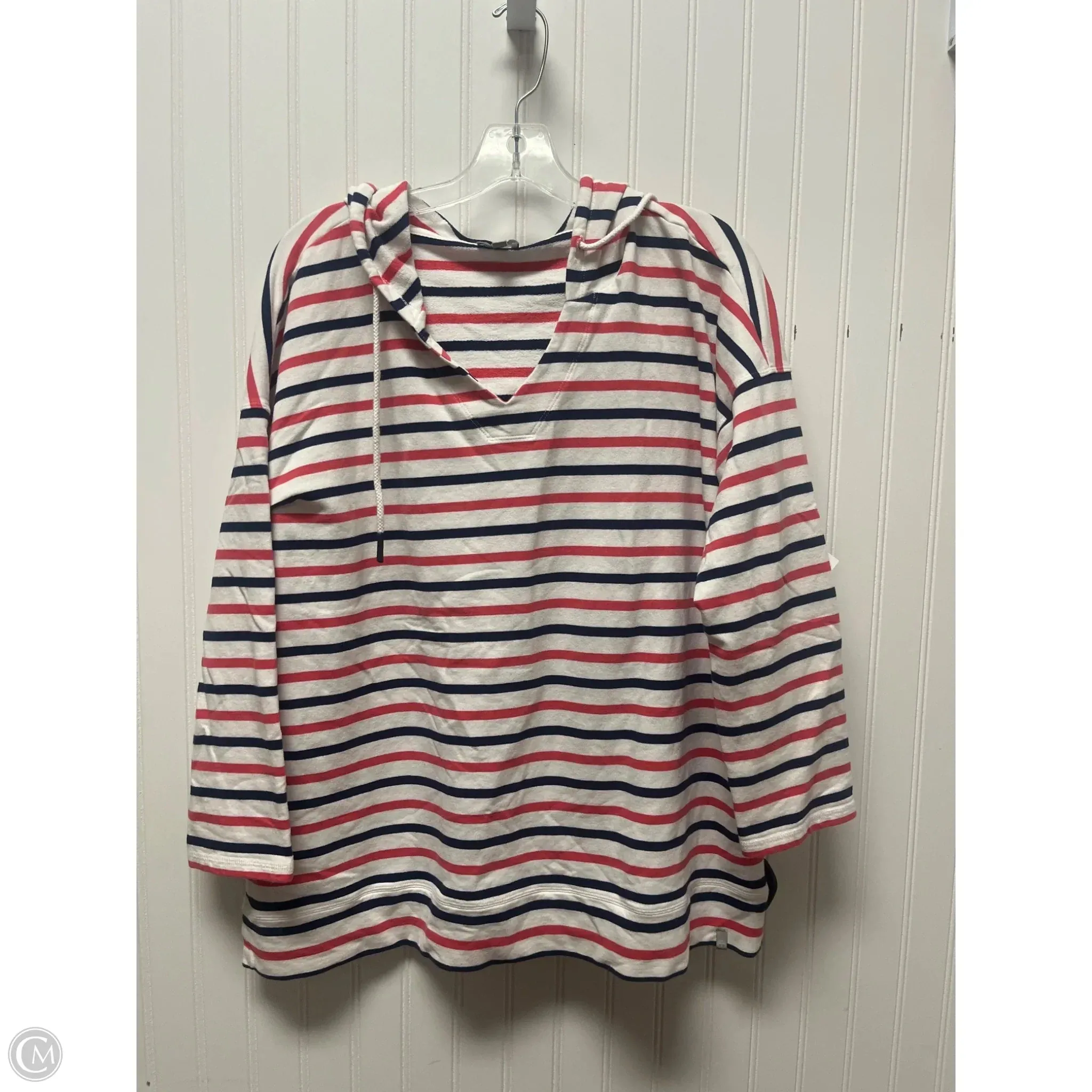 Warm Pants Sweatshirt Hoodie By Talbots In Striped Pattern, Size: 2x