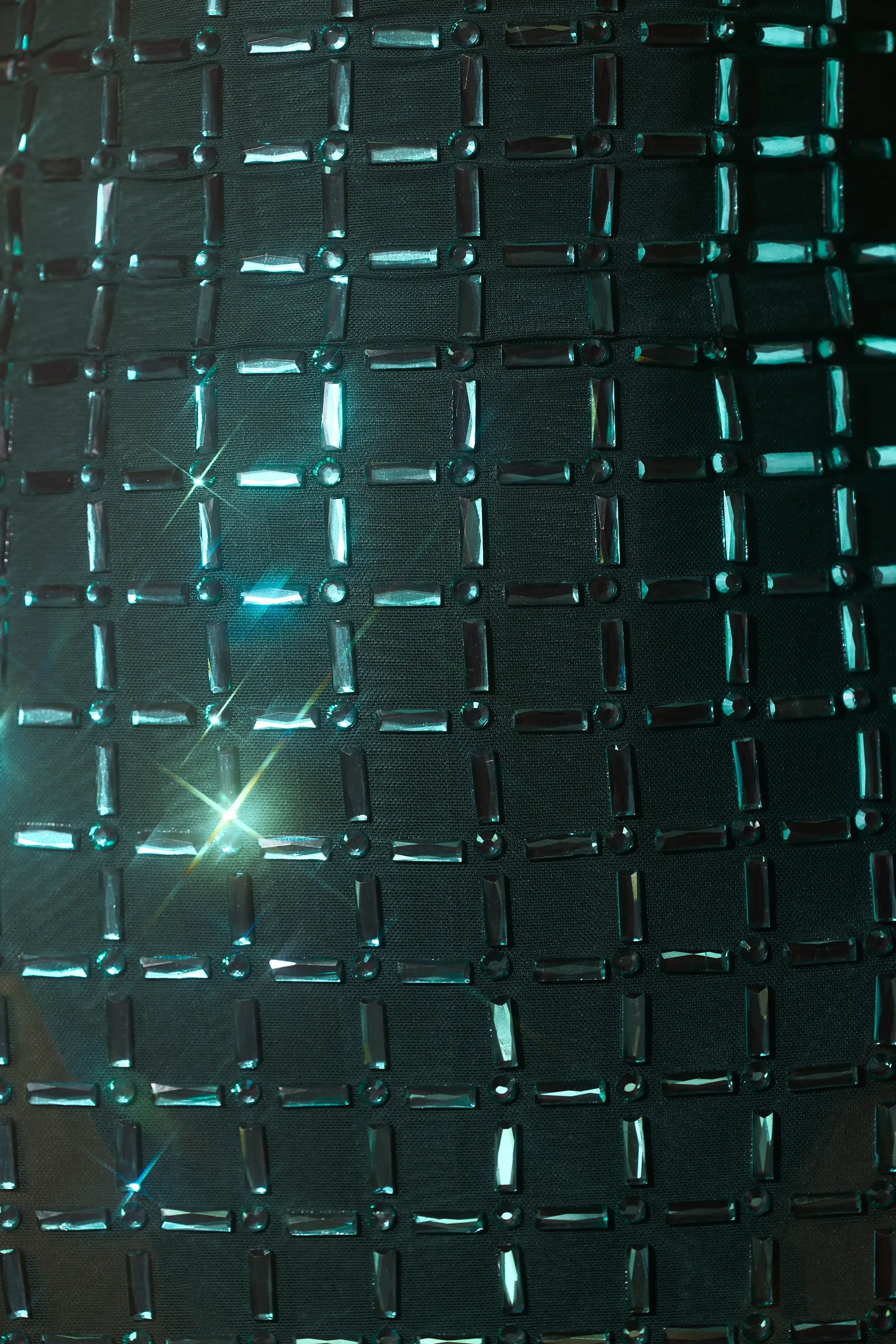Party Glow Embellished A-Line Mini Dress in Emerald Green
