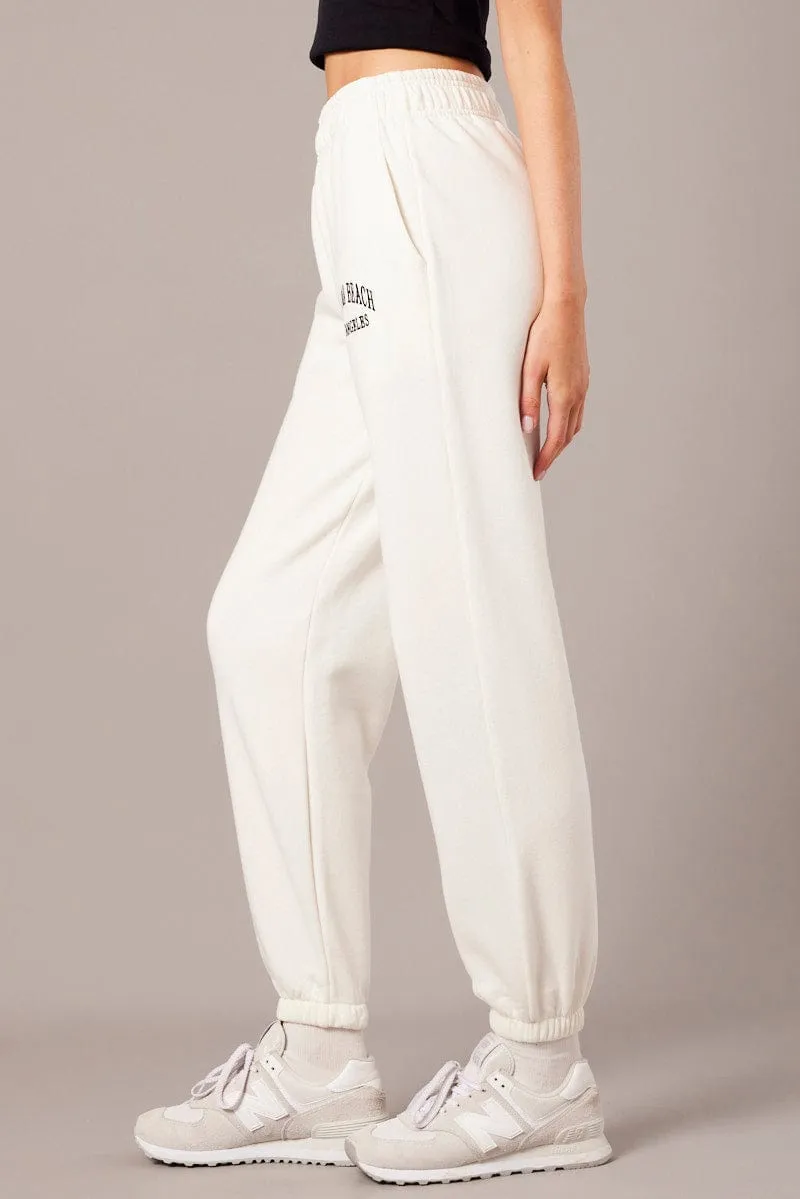 White Track Pants High Rise Timeless Layers