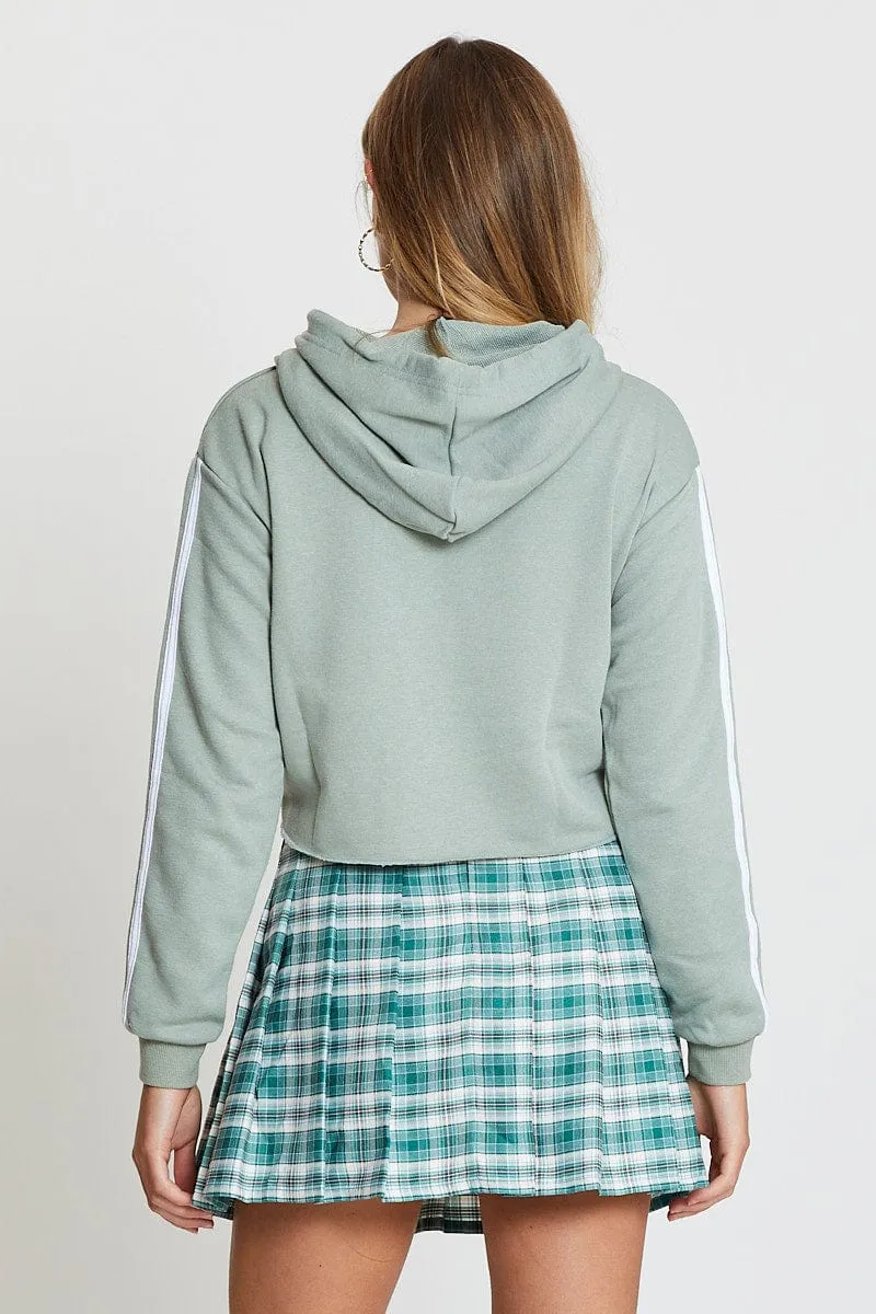 Breathable Material Green Hoodie Long Sleeve