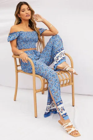 Soft Lining Noise Reduciting Fabric Print Pants High Rise Elastic Waist Wide Leg