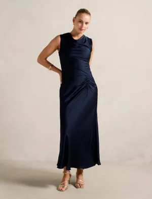 Ava Draped Satin Maxi Dress White Pure
