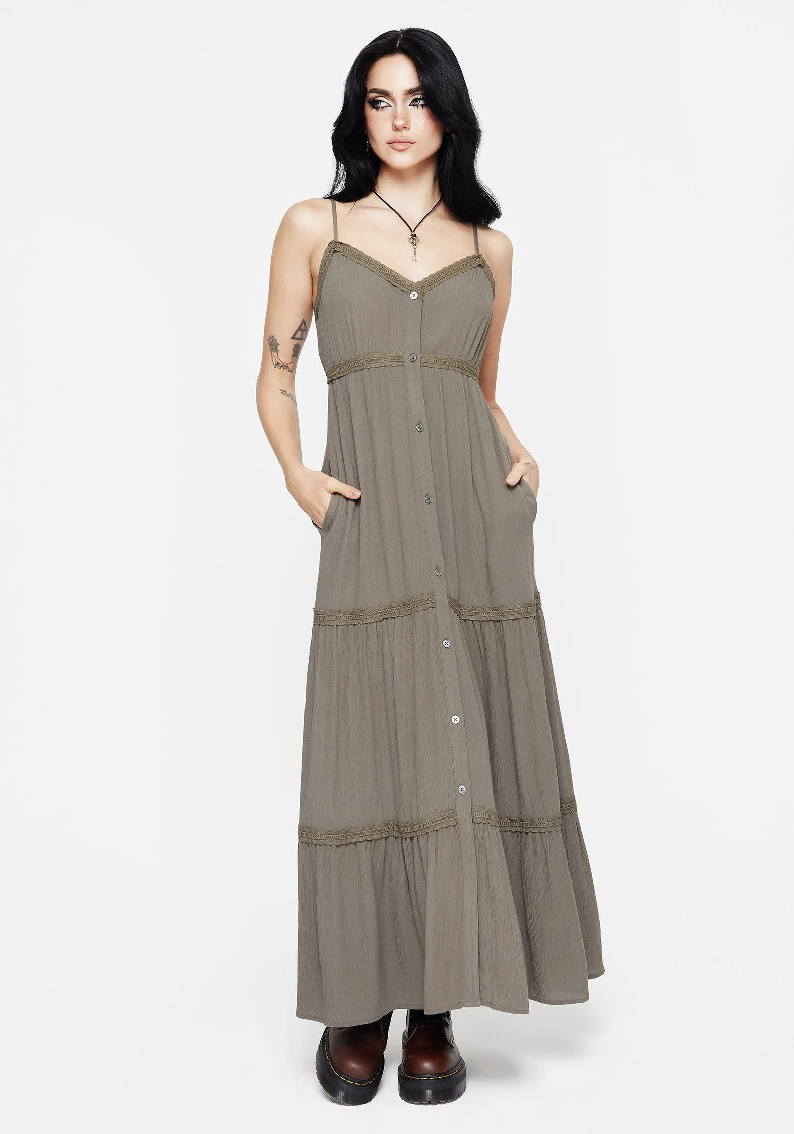 Beach Edge Star Light Sara Tiered Lace Maxi Cami Dress