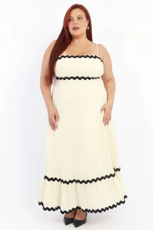 Sea Breeze Desert Glow Beige Maxi Dress Sleeveless Ric Rack