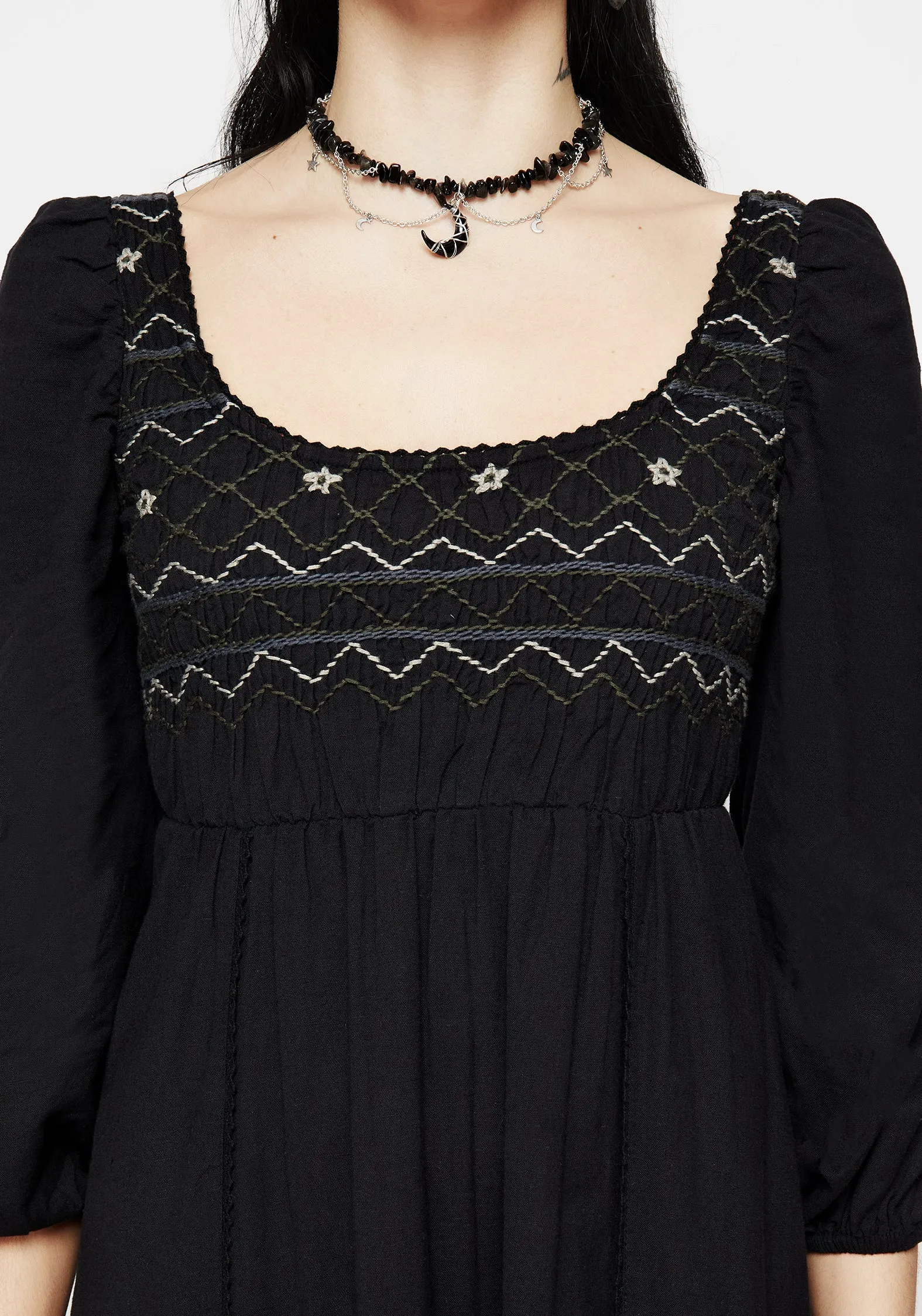 Larissa Hand Embroidered Smocked Midaxi Dress Beach Walk