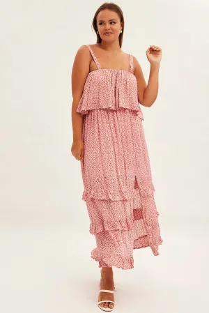 Red Ruffled Off Shoulder Maxi Dress Black Chic Poplin Smooth