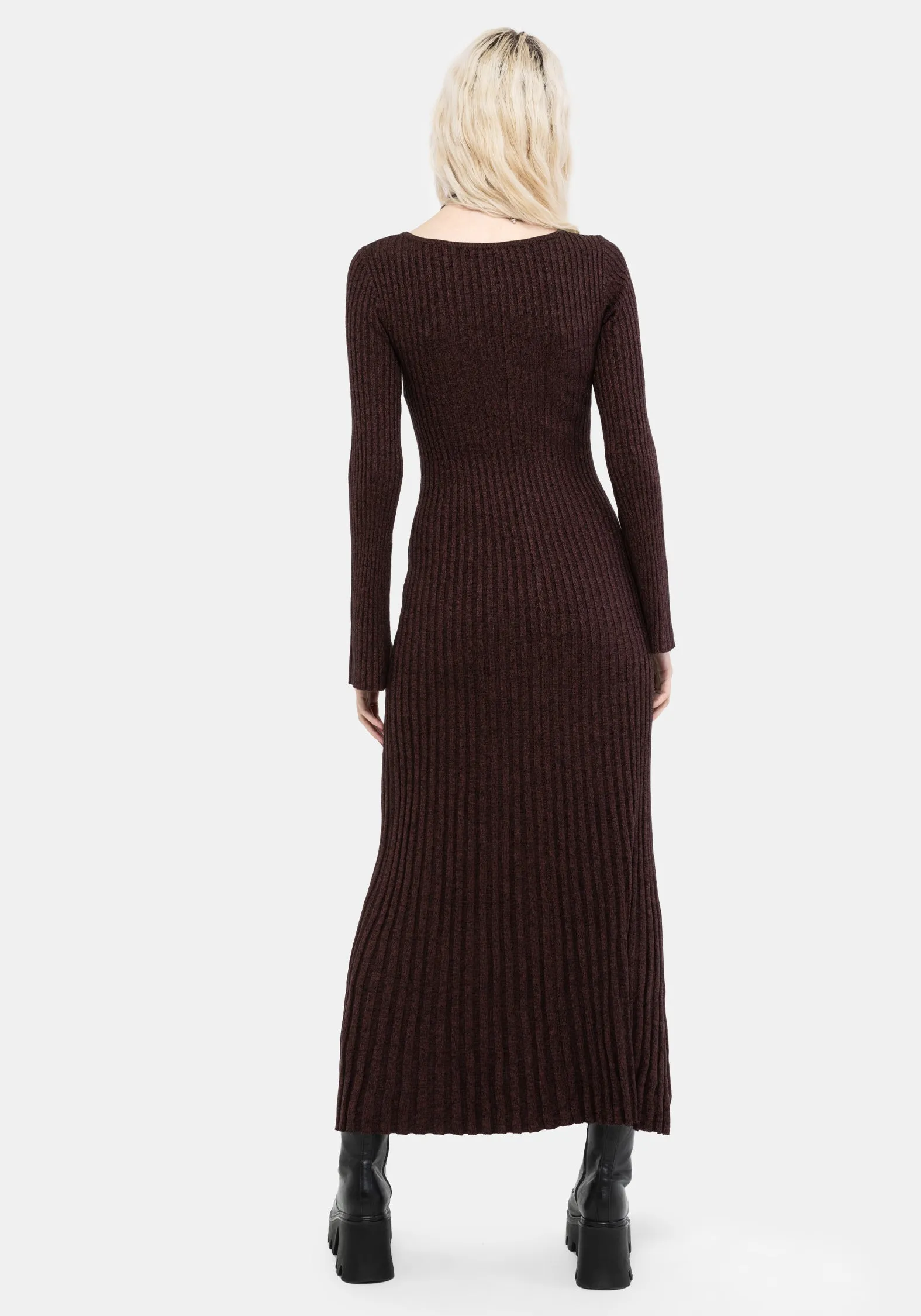 Canvas Glow Bold printed floor dress Estella Long Sleeve Knit Maxi Dress