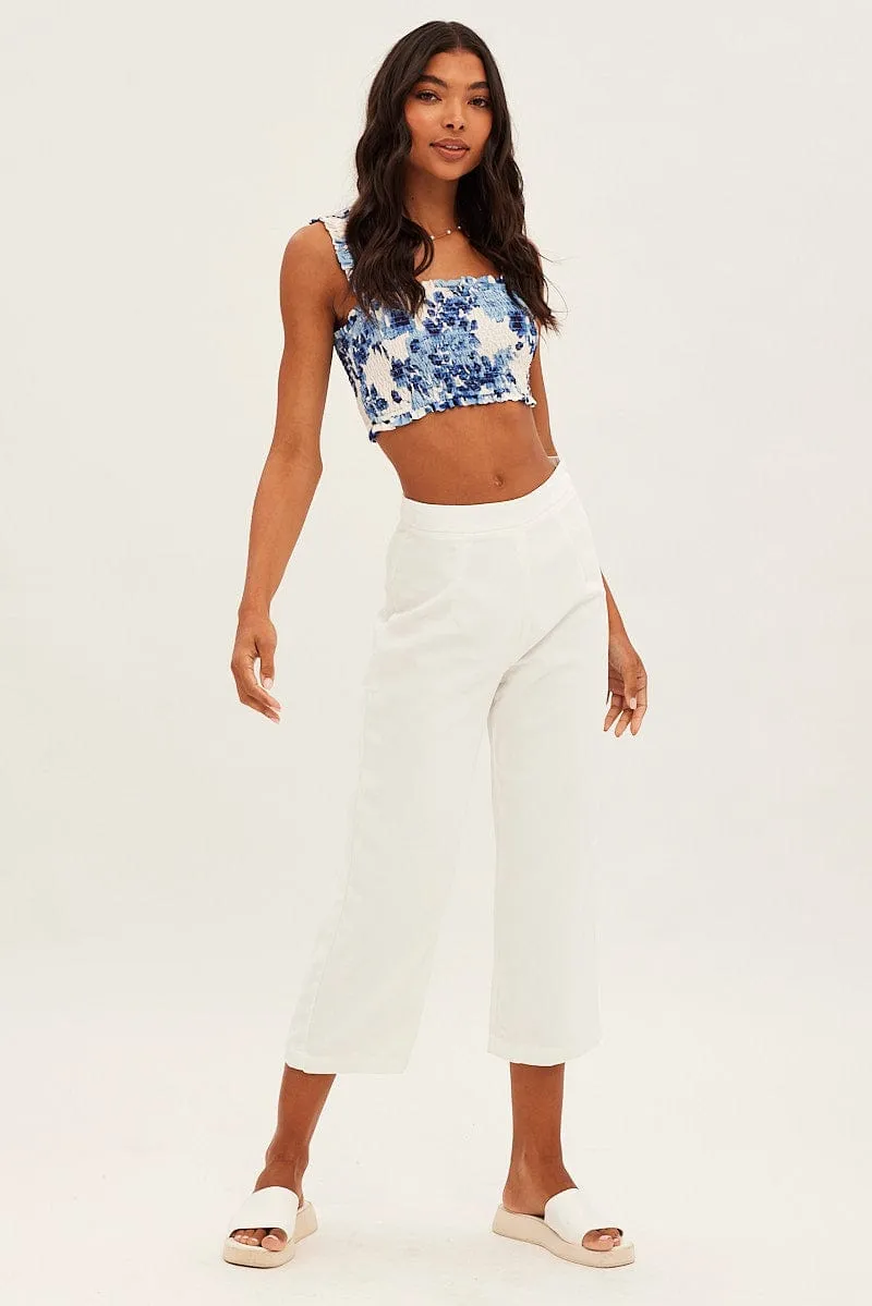 White Cropped Pant High Waisted Air Comfort Modern Style