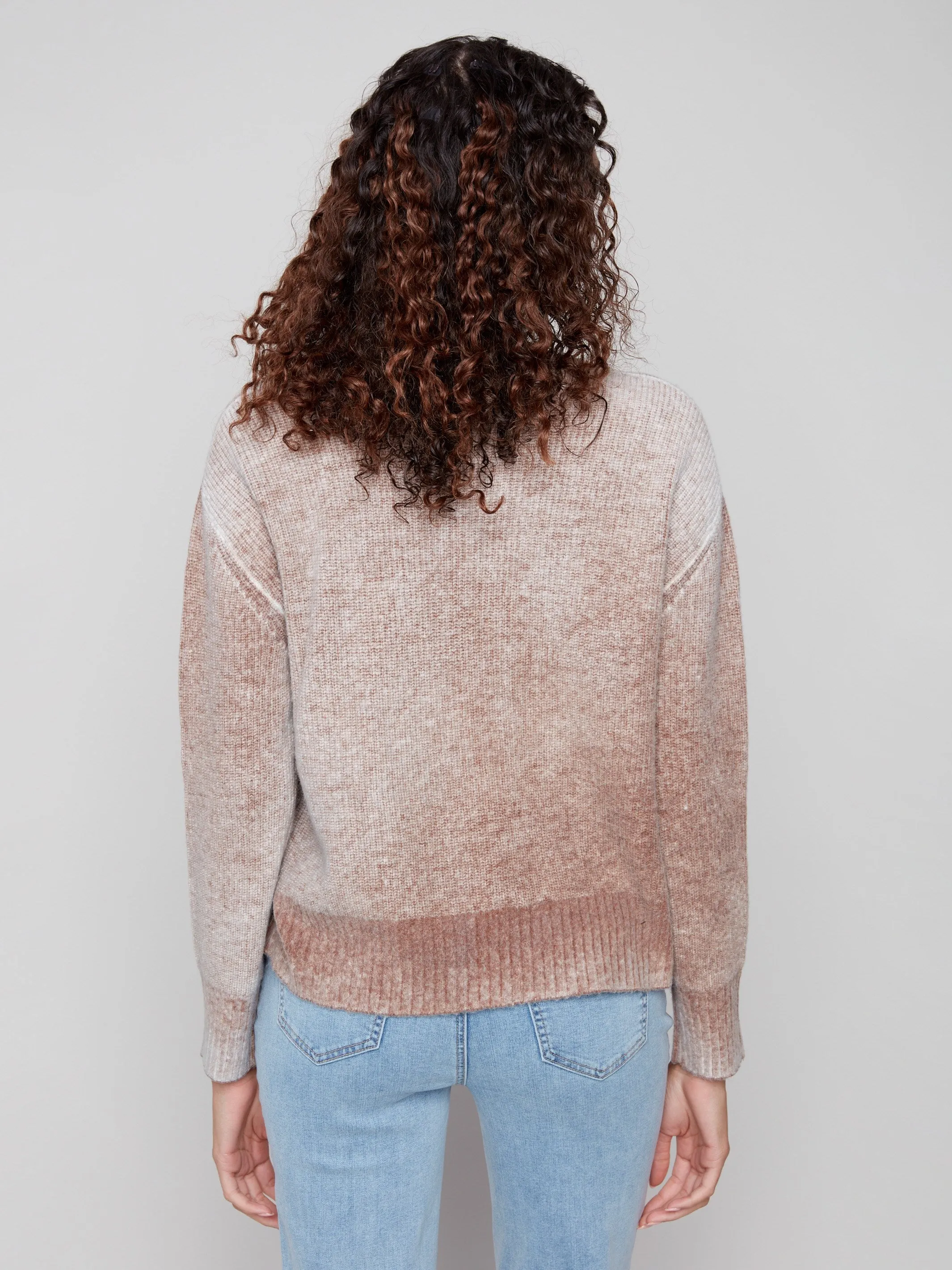 Fancy Stitch Crew Neck Sweater - Sepia Cozy Warm Layer Layered Wearable