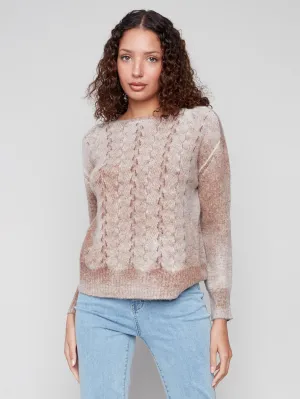 Fancy Stitch Crew Neck Sweater - Sepia Winter Day Comfort
