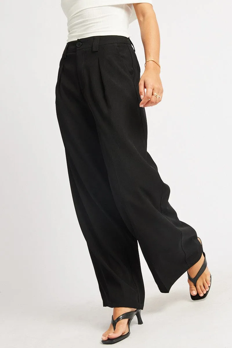 Non Tapered Leg AllDayComfort Black Wide Leg Pants High Rise