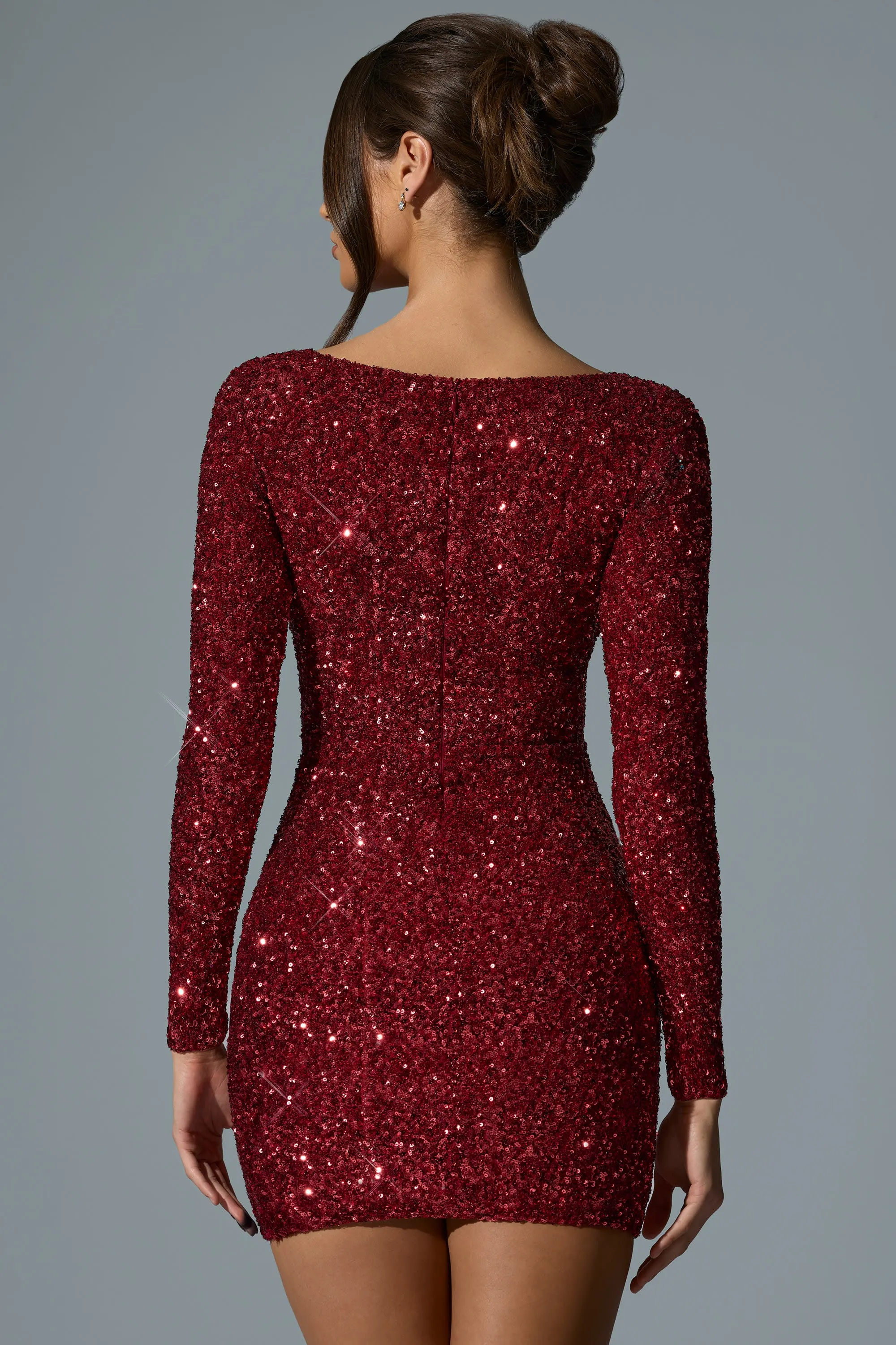 Water Repellent Coating Flirty Look Embellished Sweetheart-Neck Mini Dress in Red