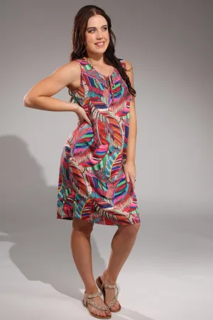 Fine Slinky Dress | MULTI FEATHERS | 7434A1 Clear Glow
