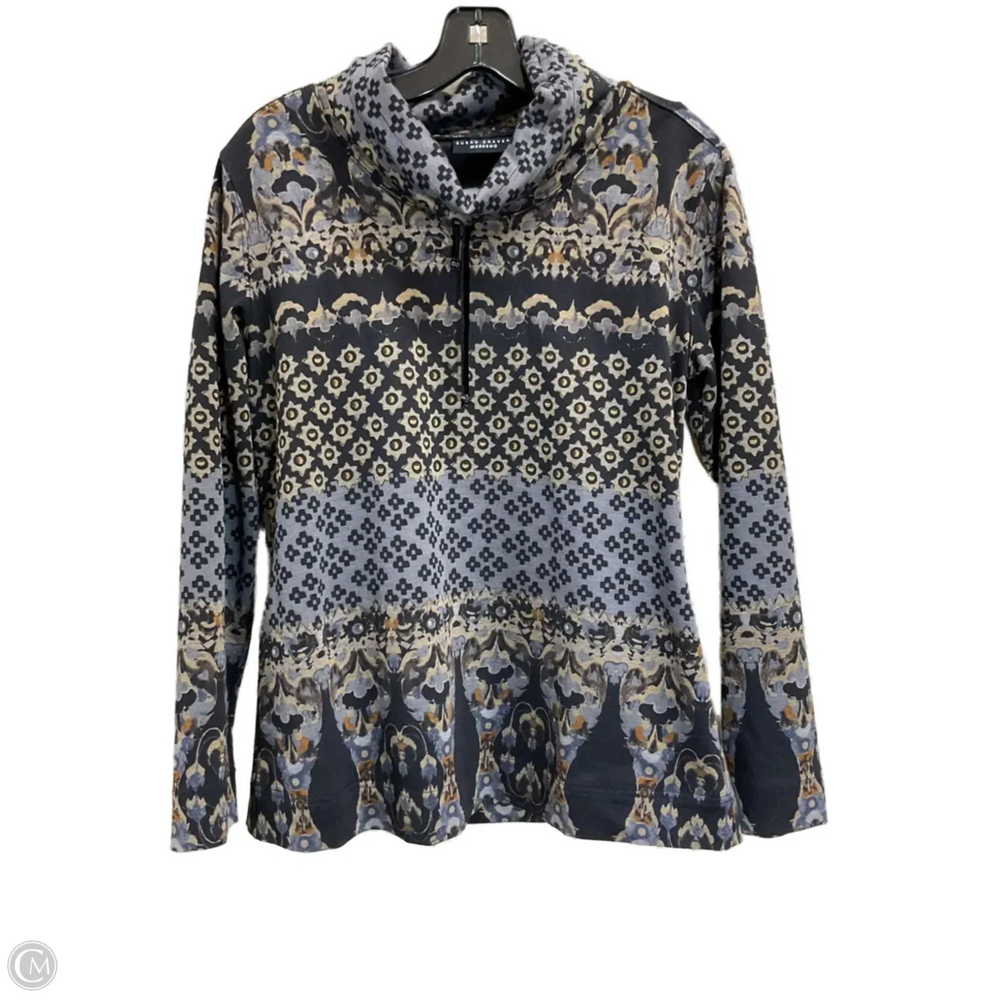 Street Glow Sweatshirt Collar By Susan Graver In Black & Gold, Size: S