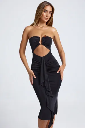 Hardware Detail Cut-Out Midaxi Dress in Black summer shorts