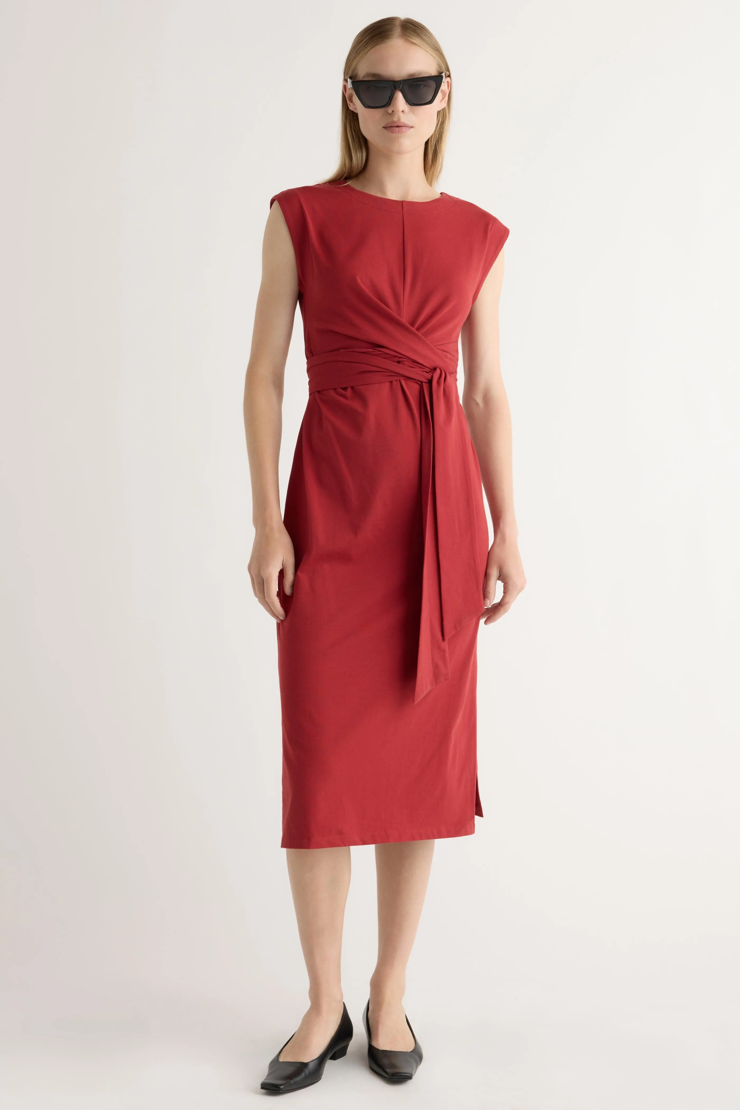 StainReleaseCoating Fei Tie-Front Organic Cotton Dress