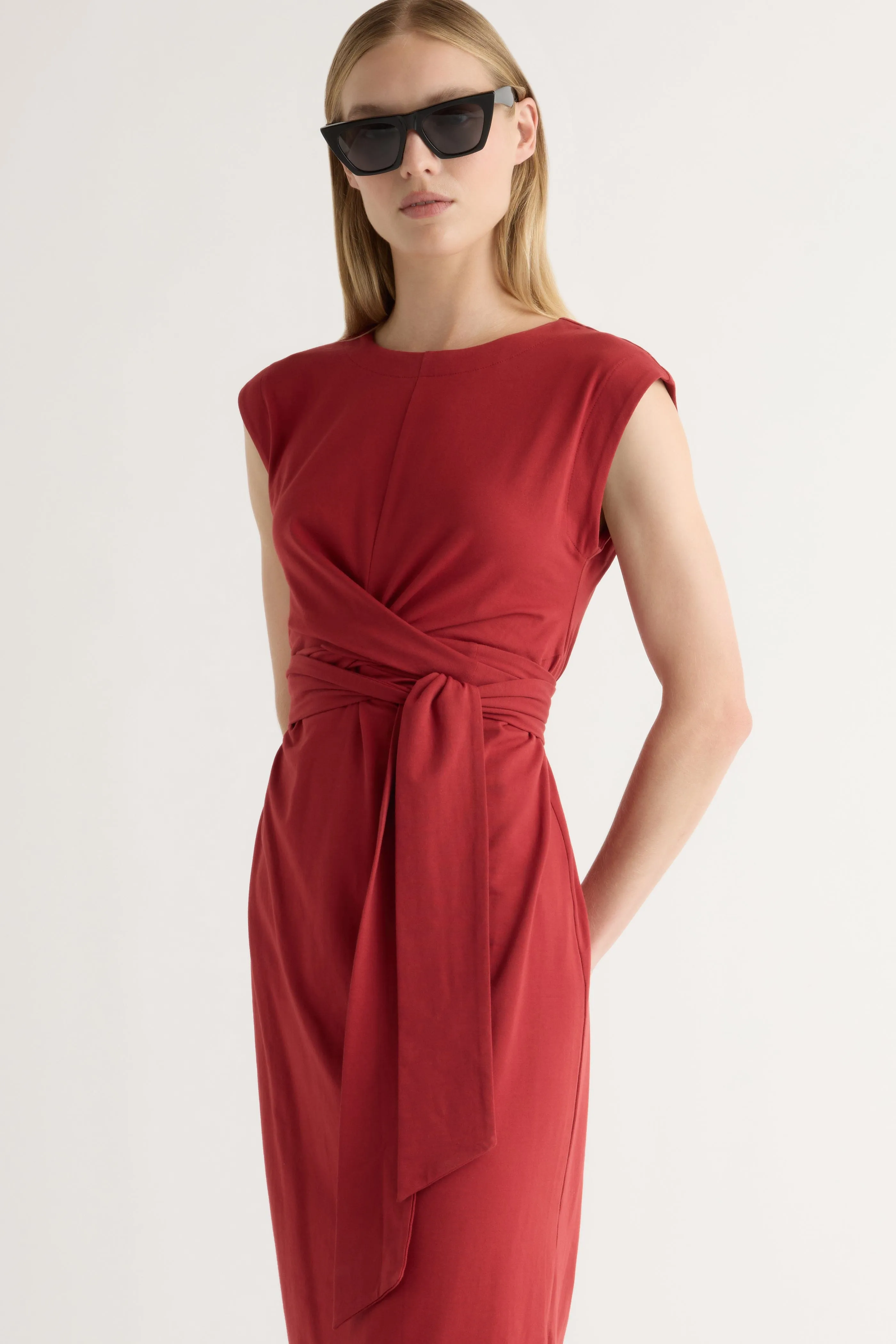 Fei Tie-Front Organic Cotton Dress Sky Cool