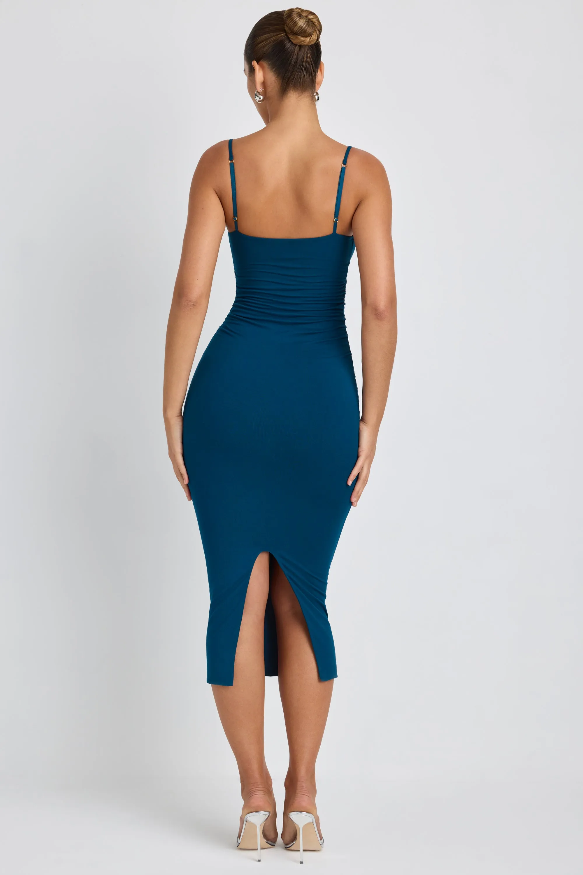 Modal Ruched Layered Midaxi Dress in Deep Teal UltraSoftFinish