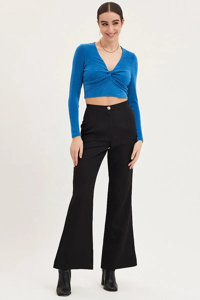Black Flare Pants High Rise Soft Material stain guard