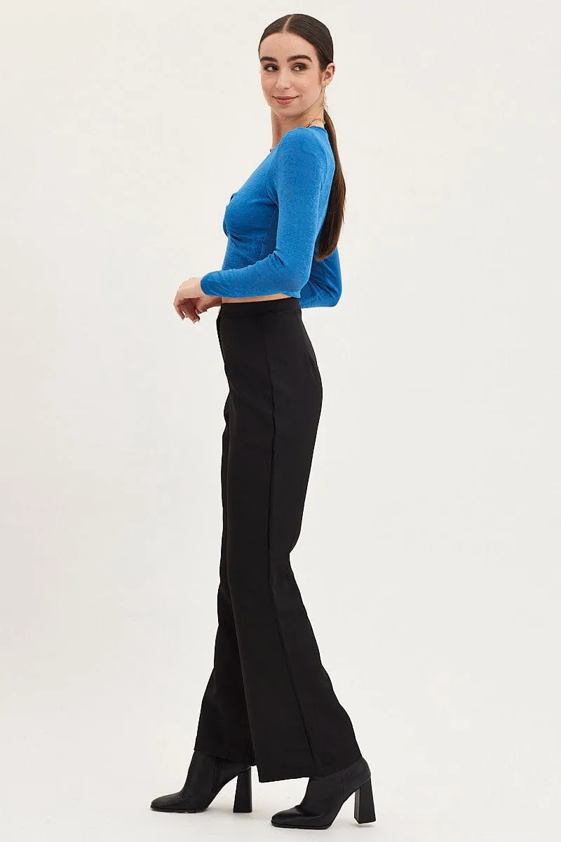 Moisture Wicking Fabric Light Fit Black Flare Pants High Rise
