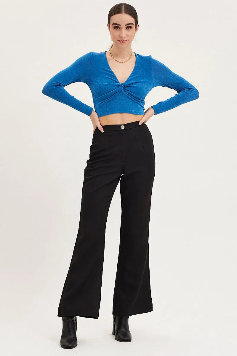 BreathableLining Casual Vibes Black Flare Pants High Rise
