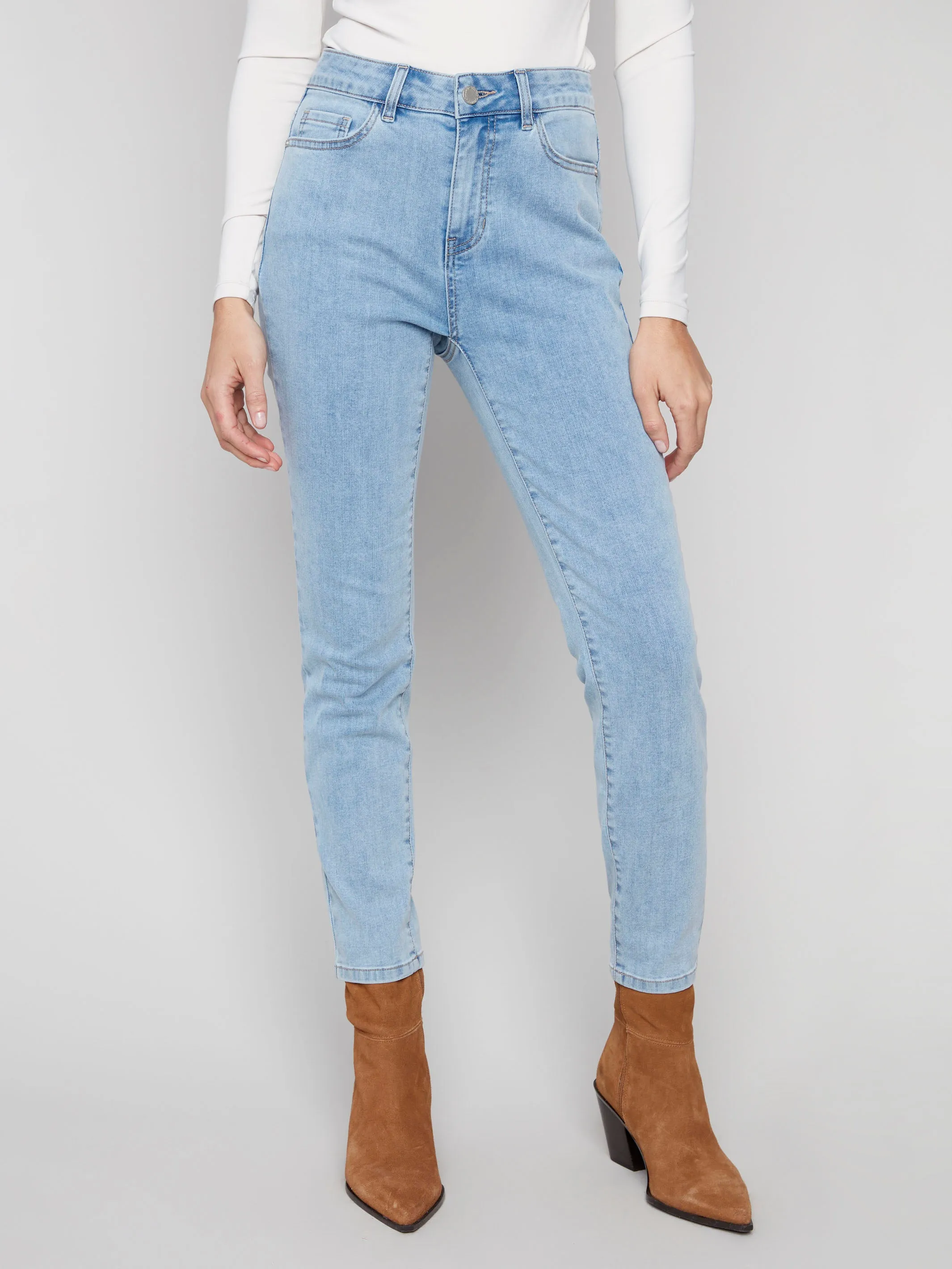 Claudia Slim Leg Jeans - Light Blue Go Anywhere Look Rainy Day Winter Warmth Autumn Days