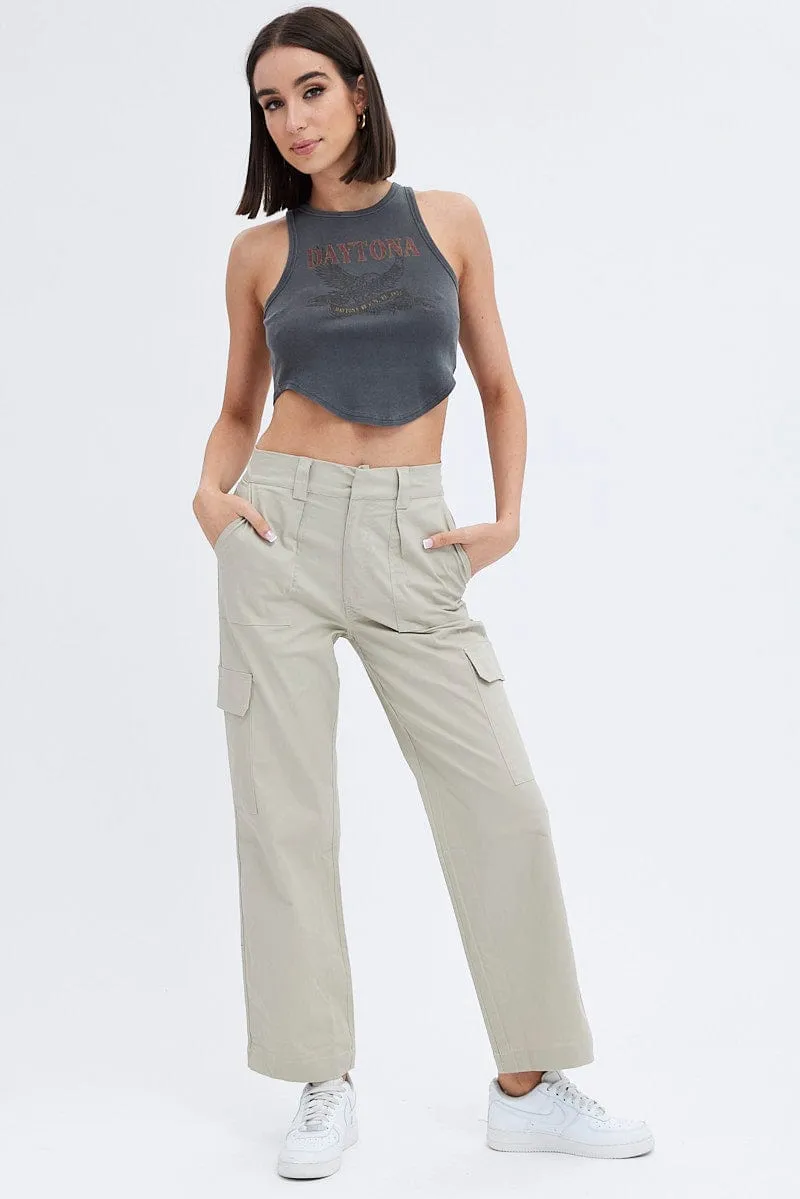 Beige Cargo Pants Mid Rise Carpenter Stylish Layers