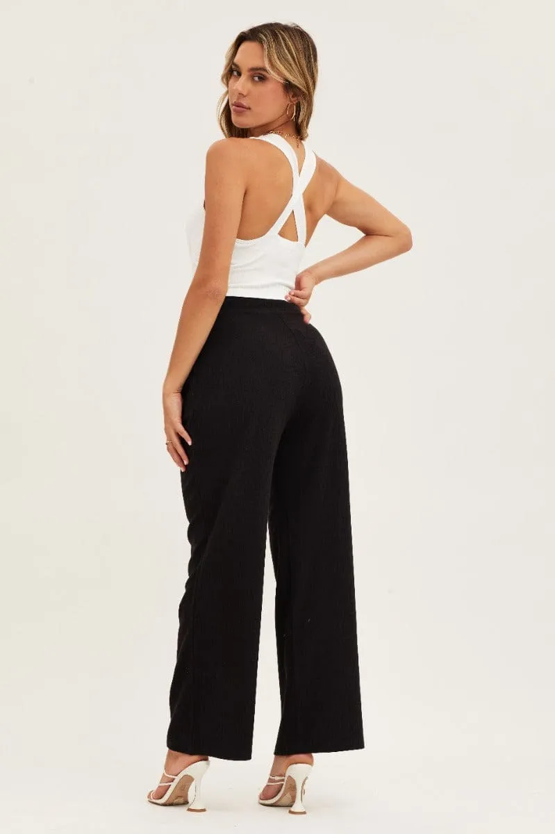 Black Pants High Waist Wide Leg Moisture Management