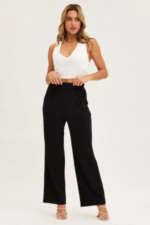 Black Pants High Waist Wide Leg Non Tapered Leg Street Active