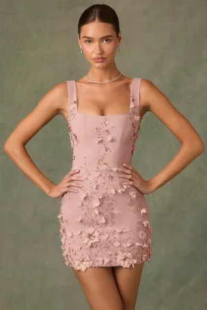 Comfortable summer night dress Embellished Corset Mini Dress in Dusty Rose