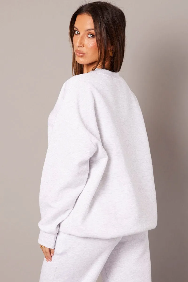 product date night charm factor Grey Graphic Sweater Long Sleeve