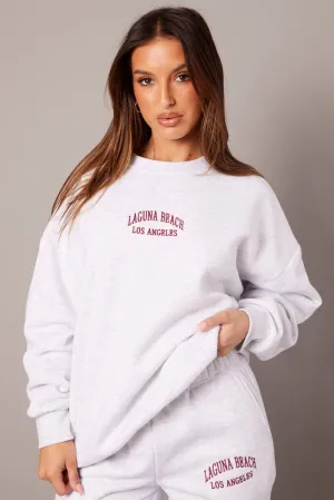 Grey Graphic Sweater Long Sleeve Modern Bold