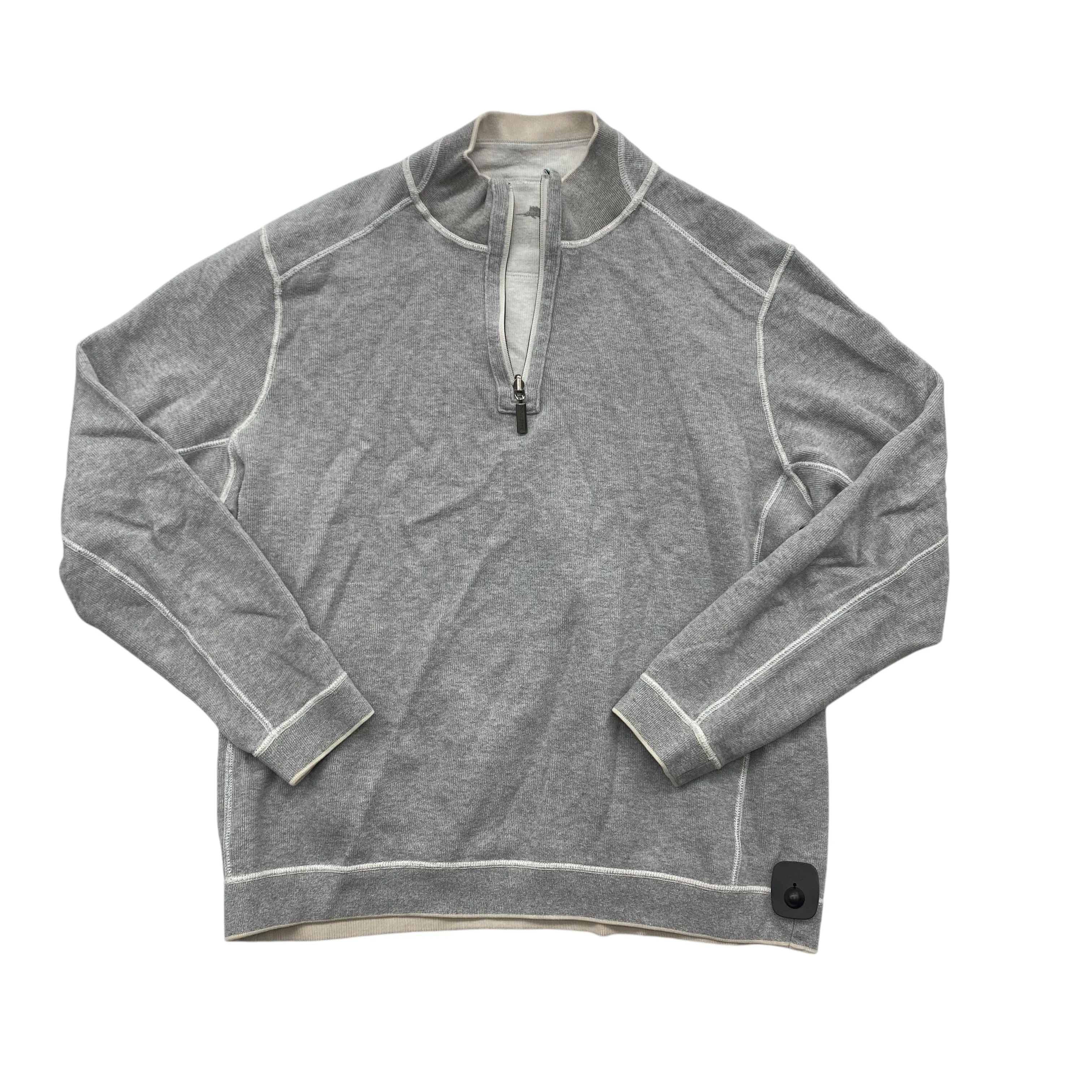 Athletic Sweatshirt Collar By Tommy Bahama In Cream & Grey, Size:L Winter Core MoistureManagement Technology