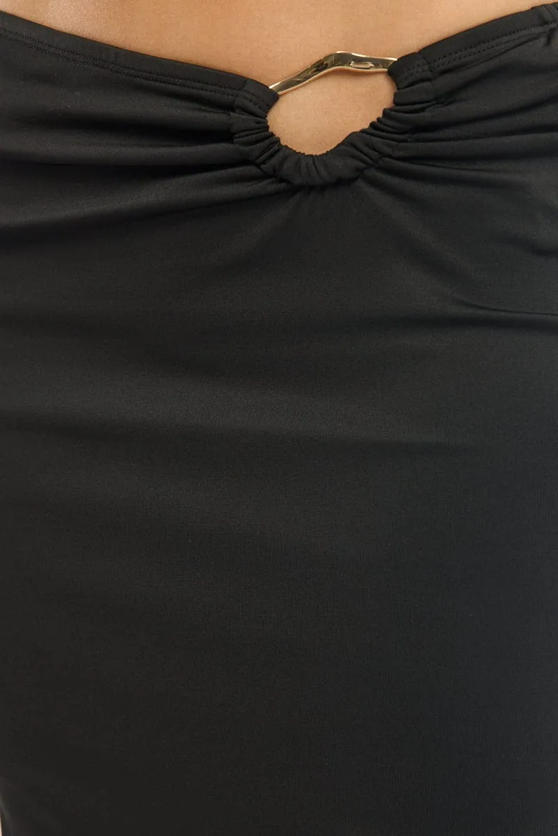 Black Hardware Buckle Maxi Skirt Modern Luxe Bamboo Fiber