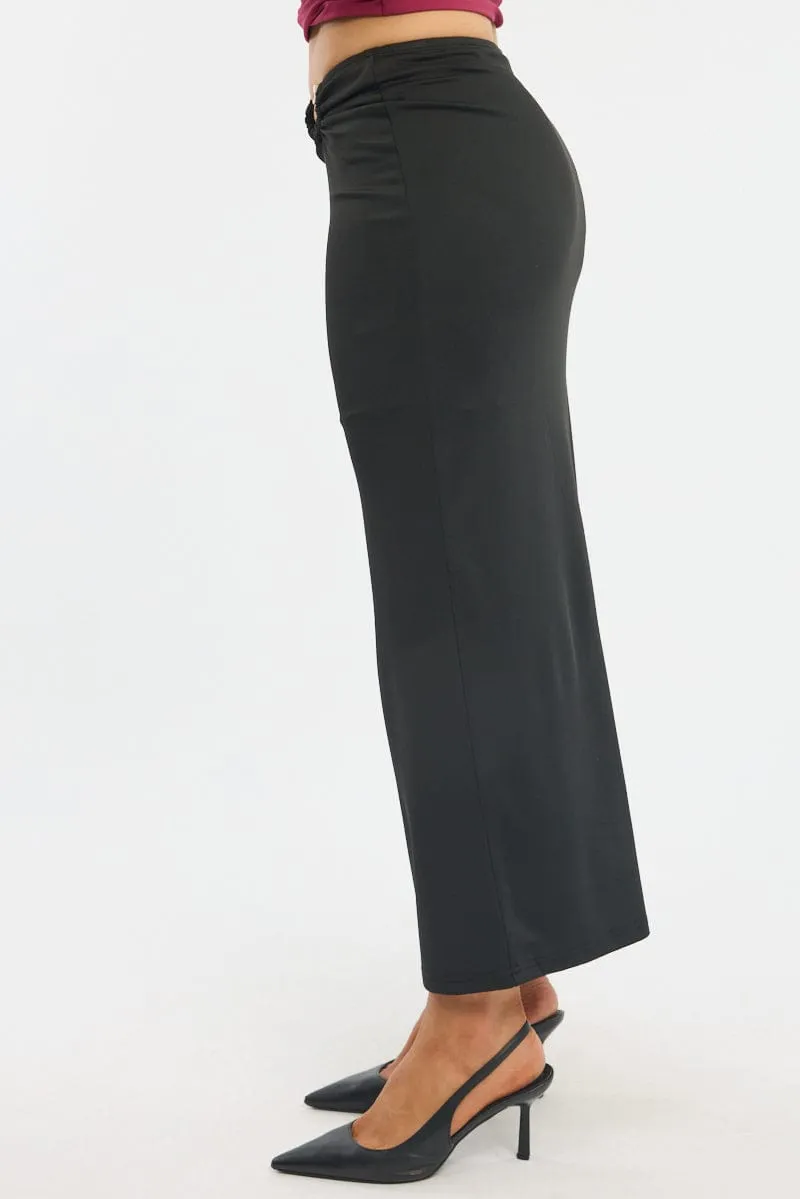 garden party Black Hardware Buckle Maxi Skirt