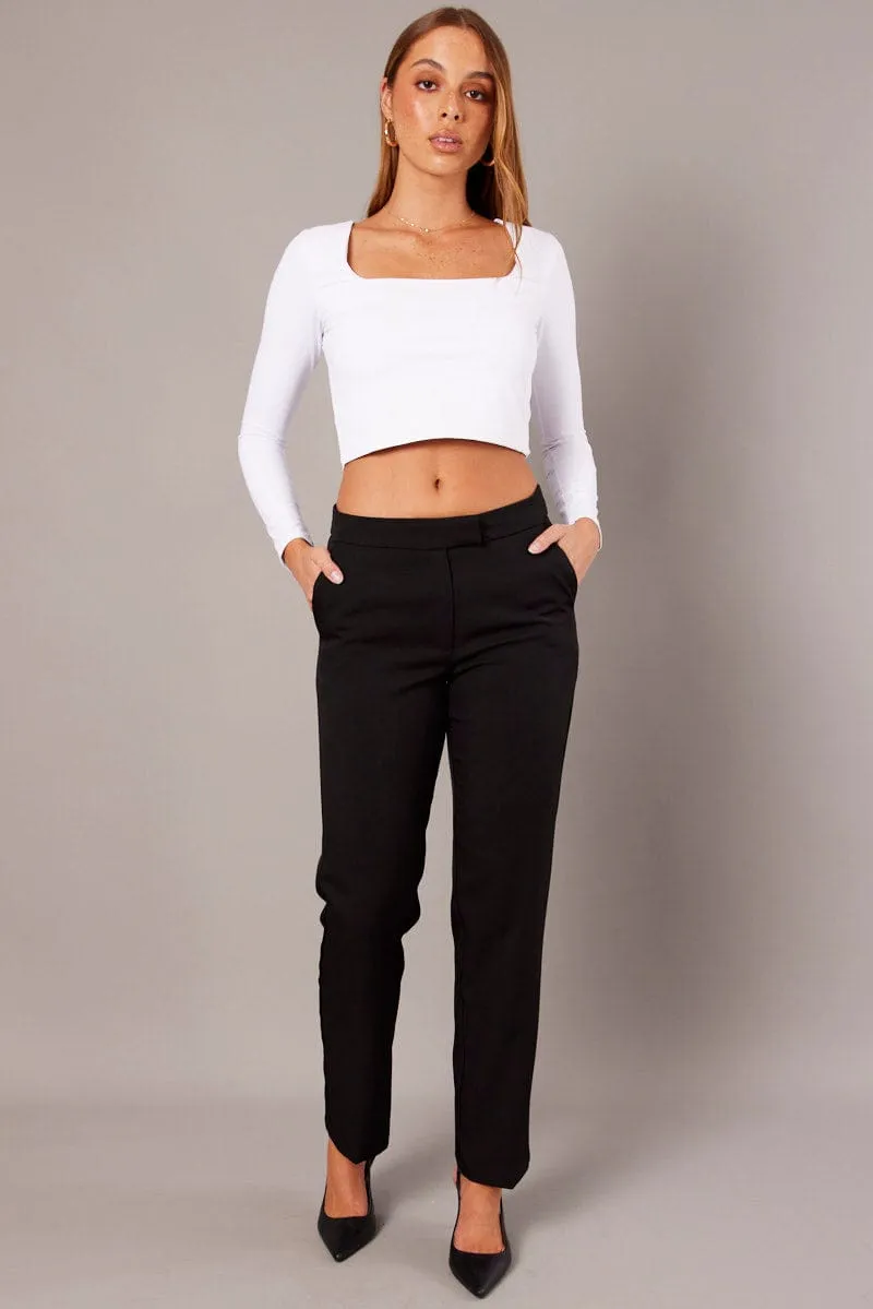 Black Slim Pants Mid Rise Classic Design