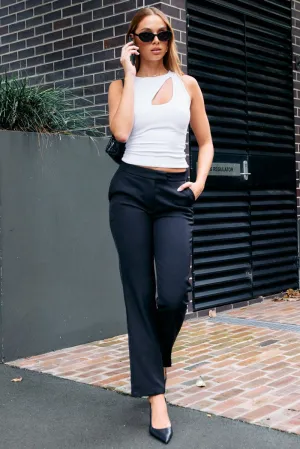 Black Slim Pants Mid Rise Effortless Layer