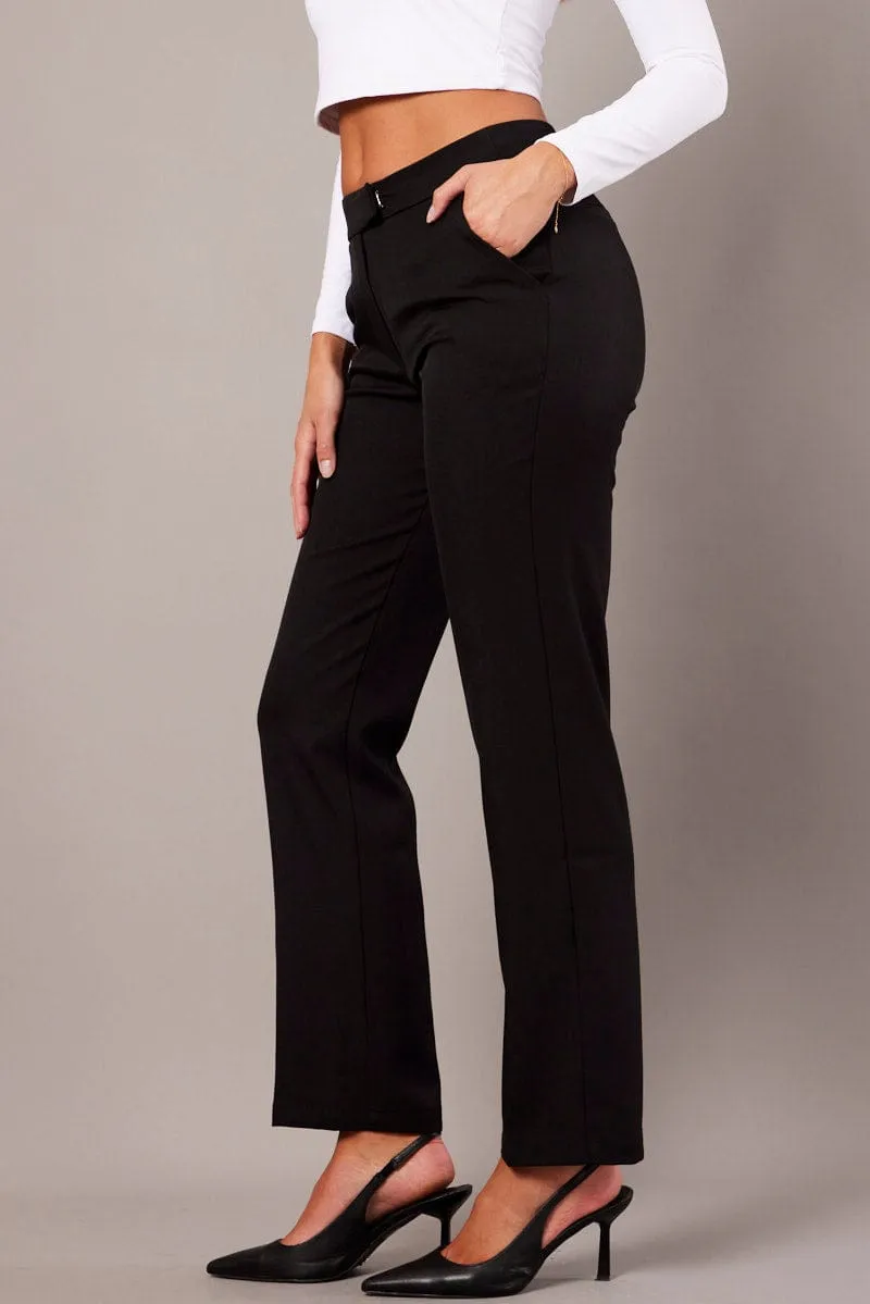 Black Slim Pants Mid Rise Reversible design