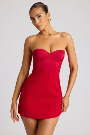 Strapless A-Line Mini Dress in Fire Red Sassy Pop